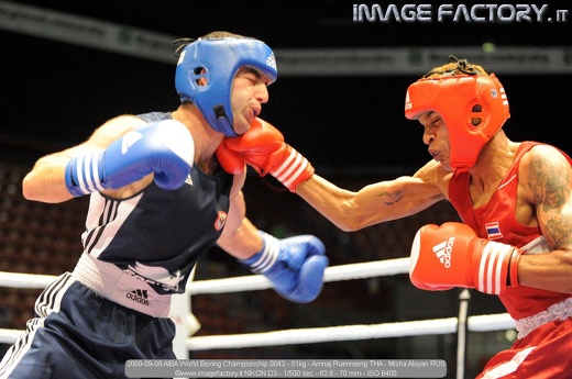 2009-09-09 AIBA World Boxing Championship 0043 - 51kg - Amnaj Ruenroeng THA - Misha Aloyan RUS